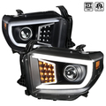 Spec-D Tuning Toyota Tundra Projector Headlight - Black With Clear Lens 14-18 2LHP-TUN14JM-TM